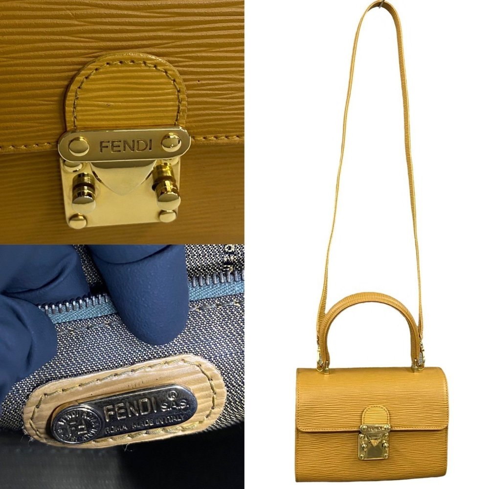 FENDI logo hardware, genuine Epi leather, 2-way handbag, mini tote bag, shoul... - Picture 3 of 9
